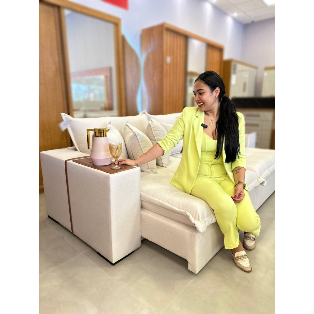 Sofá Retrátil e Reclinável Dior 2,30m - Linho Bege
