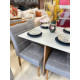 Mesa de Jantar Helo 90x90 c/ 4 Cadeira Julia - Linho Cinza - Freijo/Off White