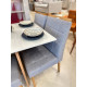 Mesa de Jantar Helo 120x90 c/ 4 Cadeira Julia- Linho Cinza - Freijo/Off White