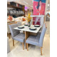 Mesa de Jantar Helo 120x90 c/ 4 Cadeira Julia- Linho Cinza - Freijo/Off White