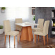 Mesa de Jantar Larissa 95x95 c/ 4 Cadeira Maia - Nature Gengibre - Cinamomo/Off White