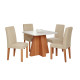 Mesa de Jantar Larissa 95x95 c/ 4 Cadeira Maia - Nature Gengibre - Cinamomo/Off White