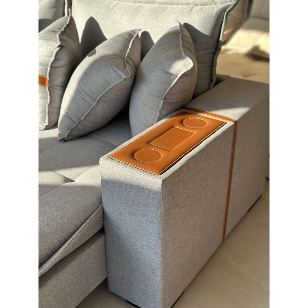 Sofá Retrátil e Reclinável Dior 2,38m - Linho Cinza