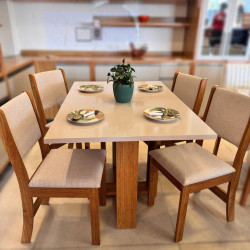 Mesa de Jantar Magic 1.20x0.80 com 4 Cadeiras Sol - Mel/Blonde Linho Bronze Mesa de Jantar Magic 1.20x0.80 com 4 Cadeiras Sol - Mel/Blonde Linho Bronze