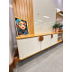 Rack Buriti 1.8 com Painel Boto 1.8 para TVs até 70 ″  c/ Led - Off White/Nature