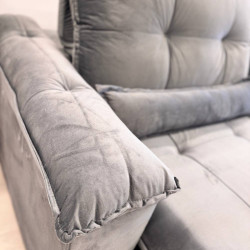 Sofá Qatar Retrátil Reclinável 2,50m - Veludo Cinza