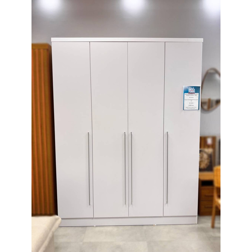 Guarda Roupa Sevilla 4 Portas c/ 4 Gavetas Tcil Móveis - Neve