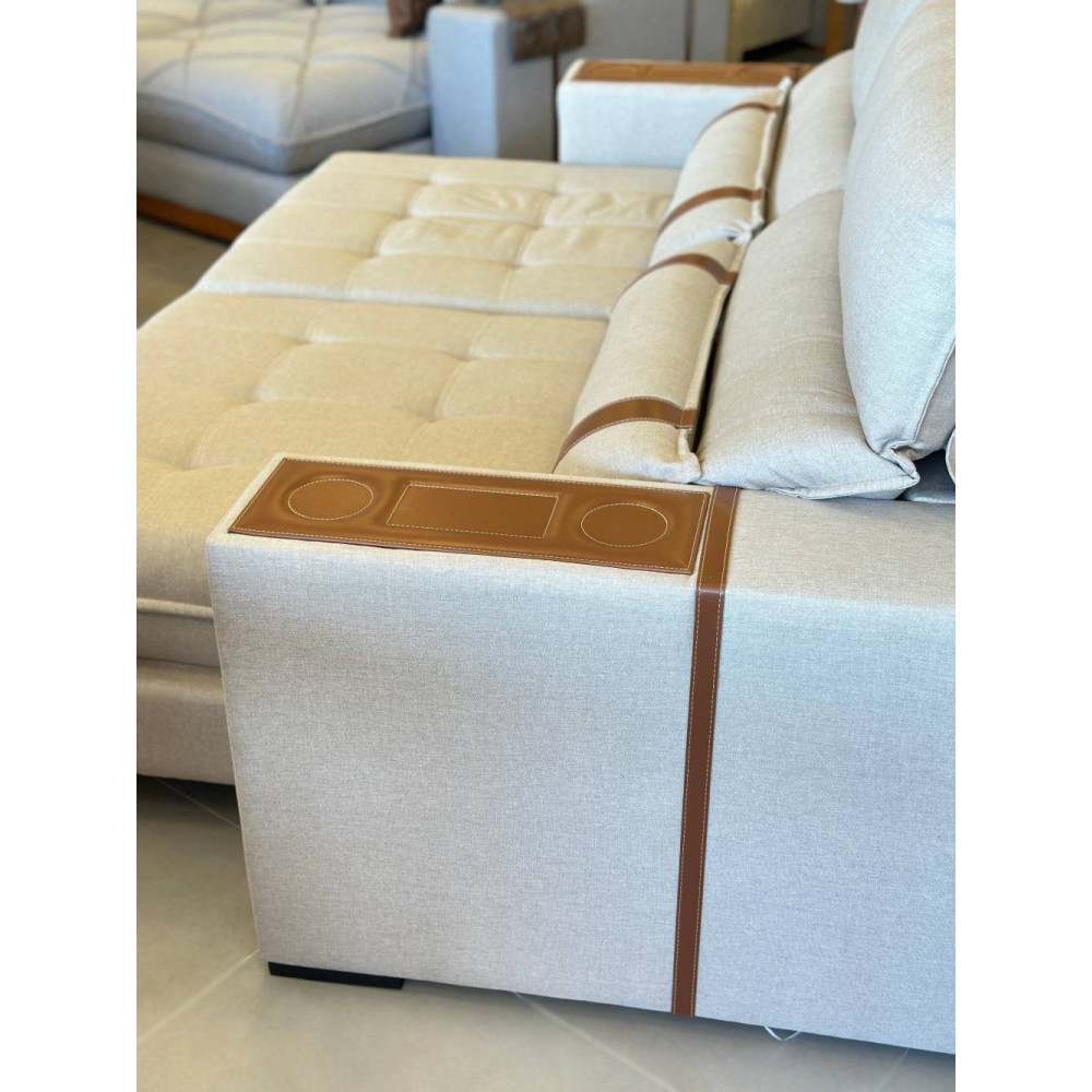Sofá Retrátil e Reclinável Chanel confort 2,30m - Linho Bege