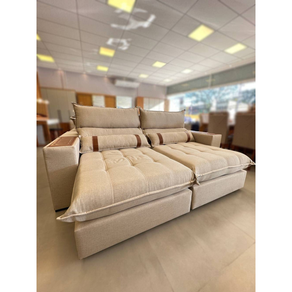 Sofá Retrátil e Reclinável Chanel confort 2,30m - Linho Bege