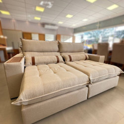Sofá Retrátil e Reclinável Chanel confort 2,30m - Linho Bege