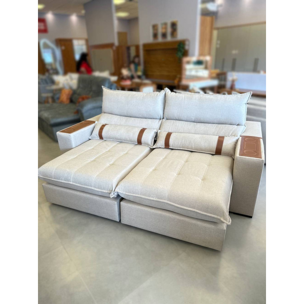 Sofá Retrátil e Reclinável Chanel confort 2,30m - Linho Bege