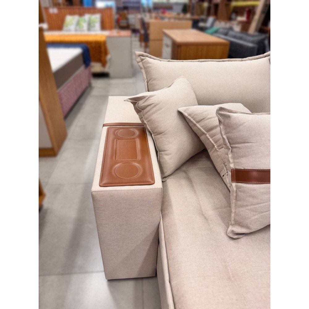 Sofá Retrátil e Reclinável Dior 2,38m - Linho Bege