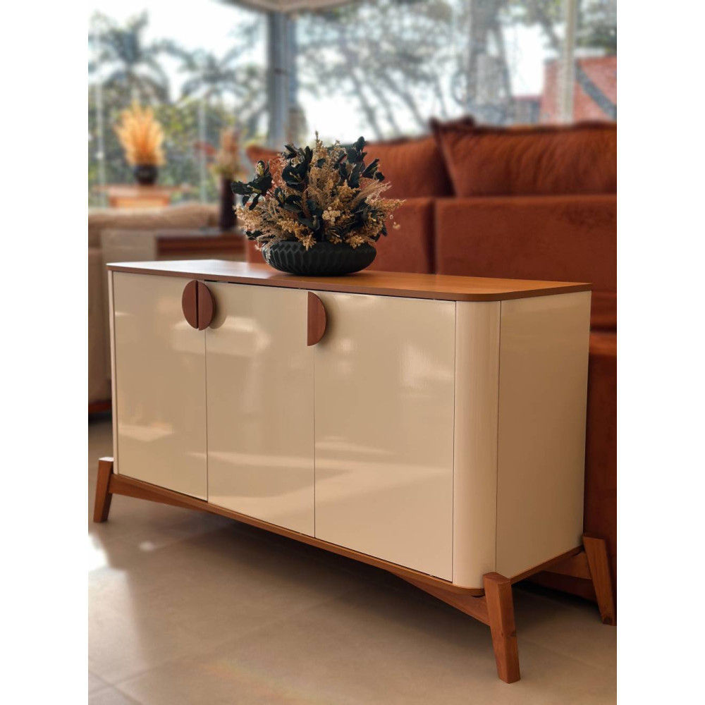 Aparador Buffet Buriti 3 portas - Off White/Nature