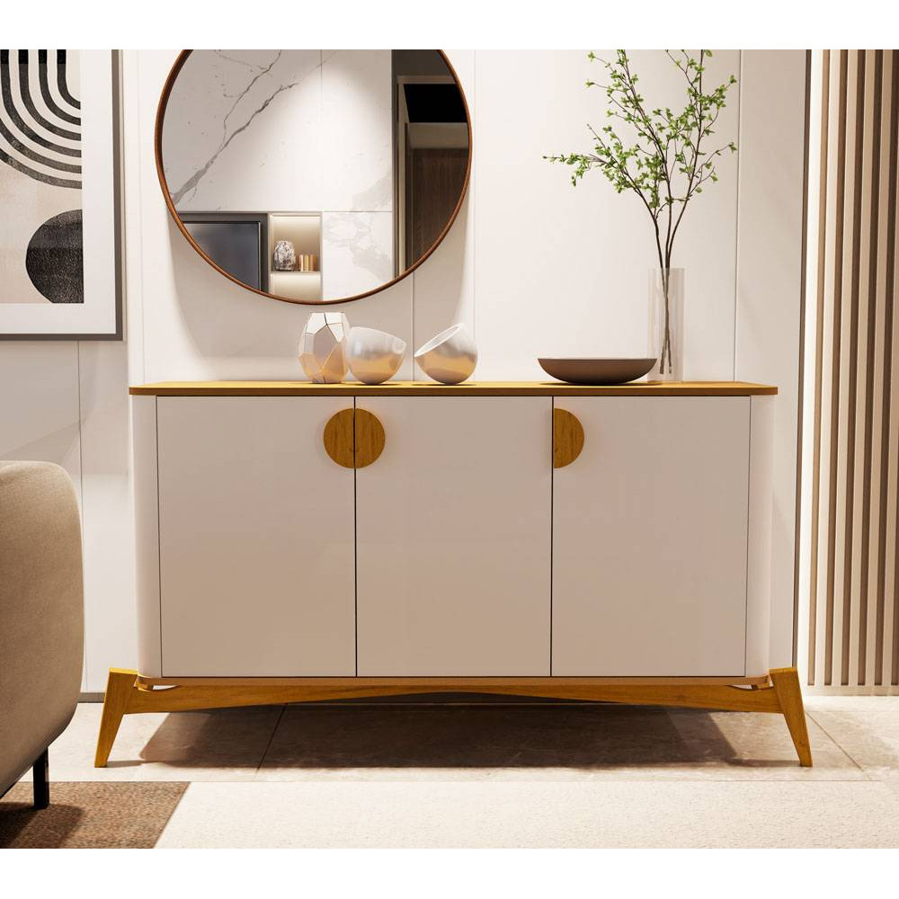 Aparador Buffet Buriti 3 portas - Off White/Nature