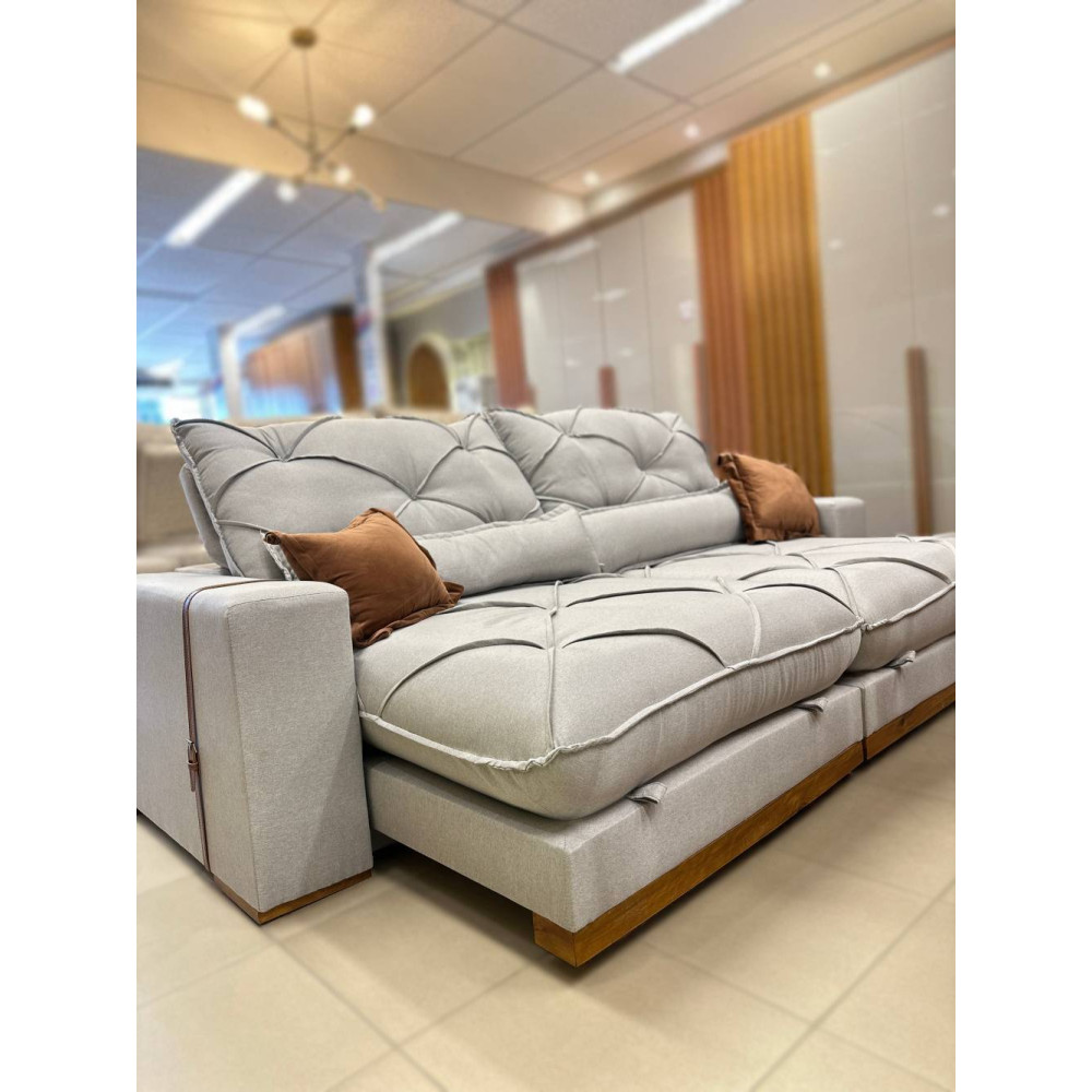 Sofá Pacco Rabanne Retrátil e Reclinável 2,50cm - Linho Cinza