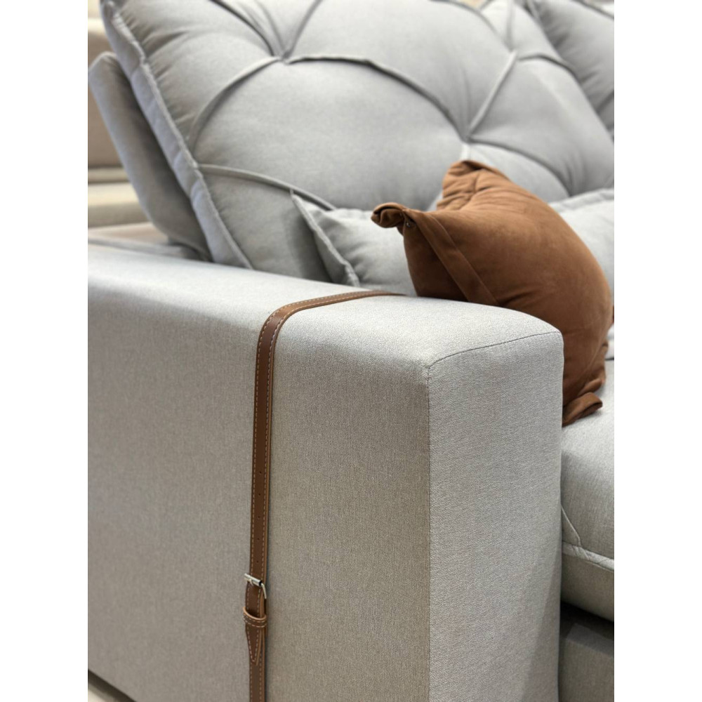 Sofá Pacco Rabanne Retrátil e Reclinável 2,50cm - Linho Cinza