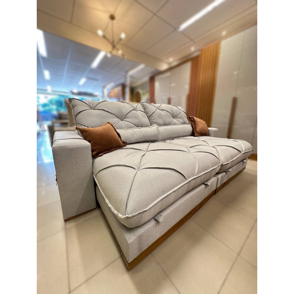 Sofá Pacco Rabanne Retrátil e Reclinável 2,50cm - Linho Cinza