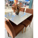 Mesa de Jantar Helo 120x90 c/ 4 Cadeira Julia- Veludo Terracota - Freijo/Off White