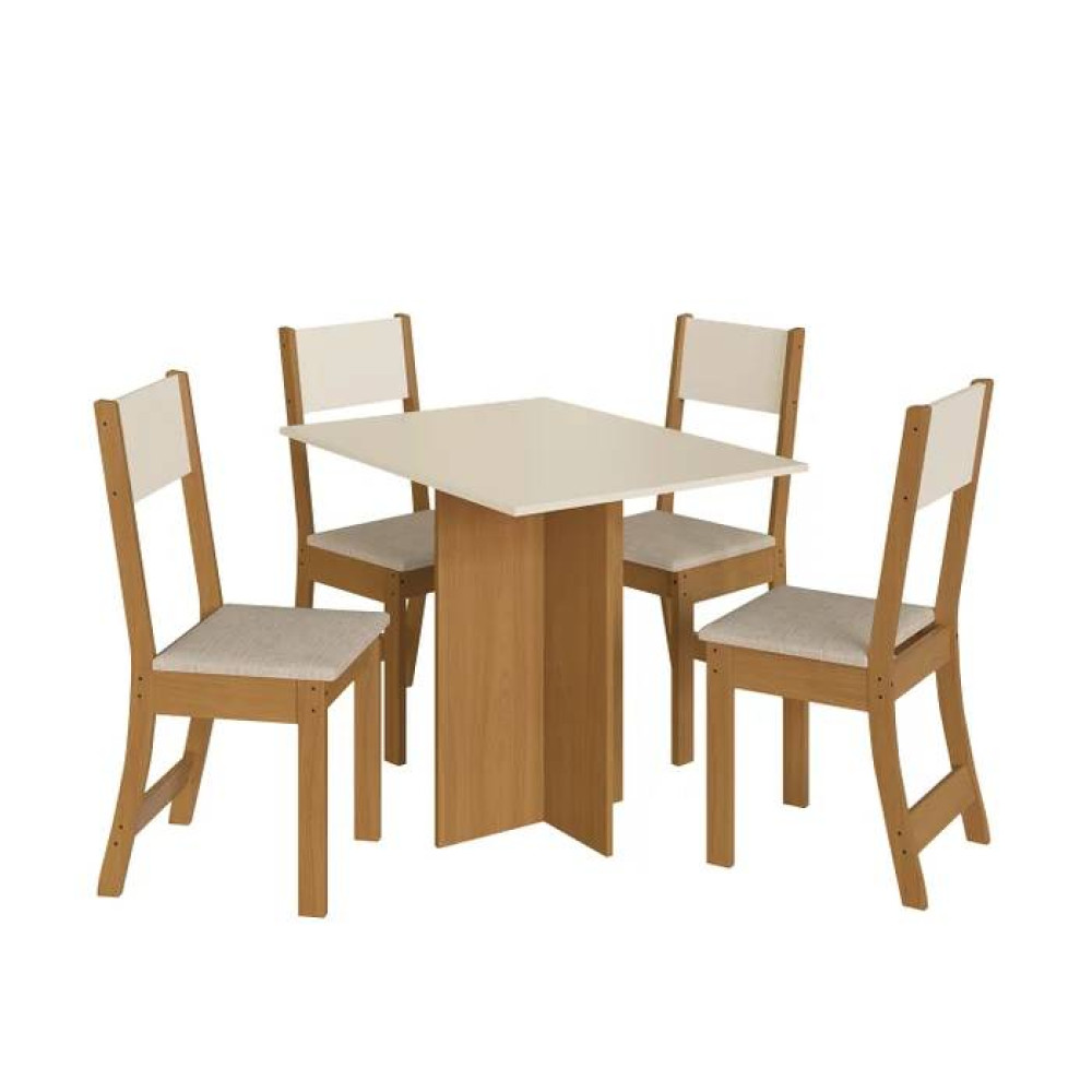 Conjunto Mesa de Jantar Talita C/ 4 Cadeiras - Freijo/Off White