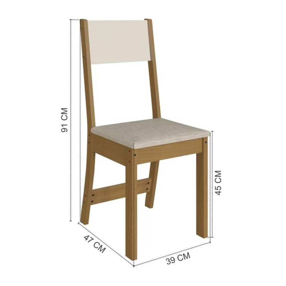 Conjunto Mesa de Jantar Talita C/ 4 Cadeiras - Freijo/Off White