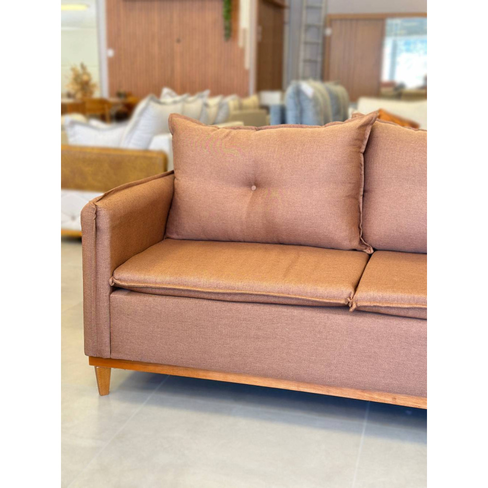 Sofá de Canto Malibu c/ Chaise Linho - Terracota