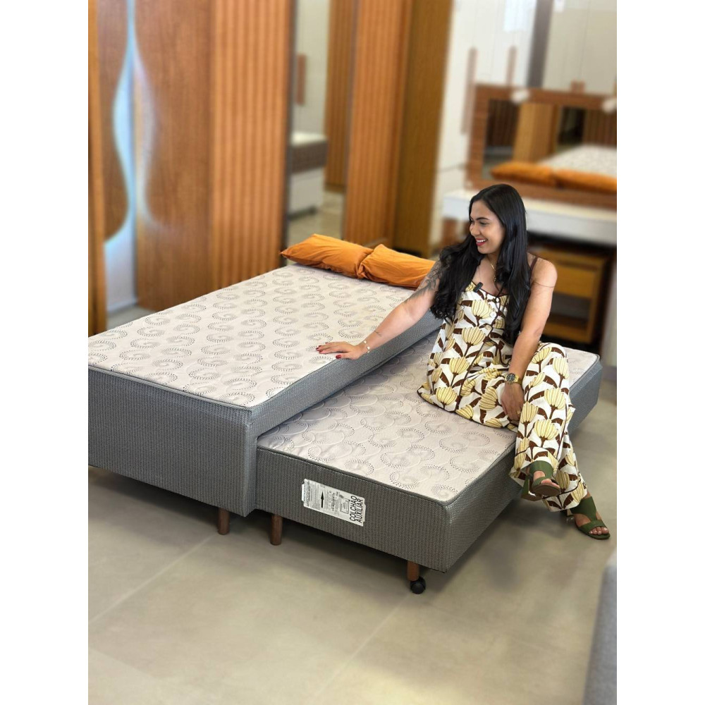 Bicama Solteiro Compact Plus C/ Auxiliar 88X188X40 - Cinza