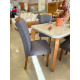 Mesa de Jantar Londrina 120x80cm Tampo Off White com 4 cadeiras Amsterdã -Linho Cinza