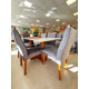 Mesa de Jantar Pedro 160x80 c/ 6 Cadeiras Genova Cinza - Mel / Off White