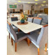 Mesa de Jantar Pedro 160x80 c/ 6 Cadeiras Genova Cinza - Mel / Off White