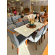 Mesa de Jantar Pedro 160x80 c/ 6 Cadeiras Genova Cinza - Mel / Off White