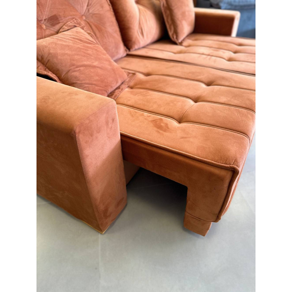 Sofá Pop Retrátil  2 m - Veludo Terracota 5008