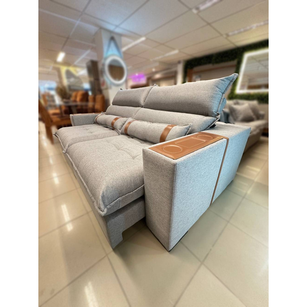 Sofá Retrátil e Reclinável Chanel confort 2,30m - Linho Cinza