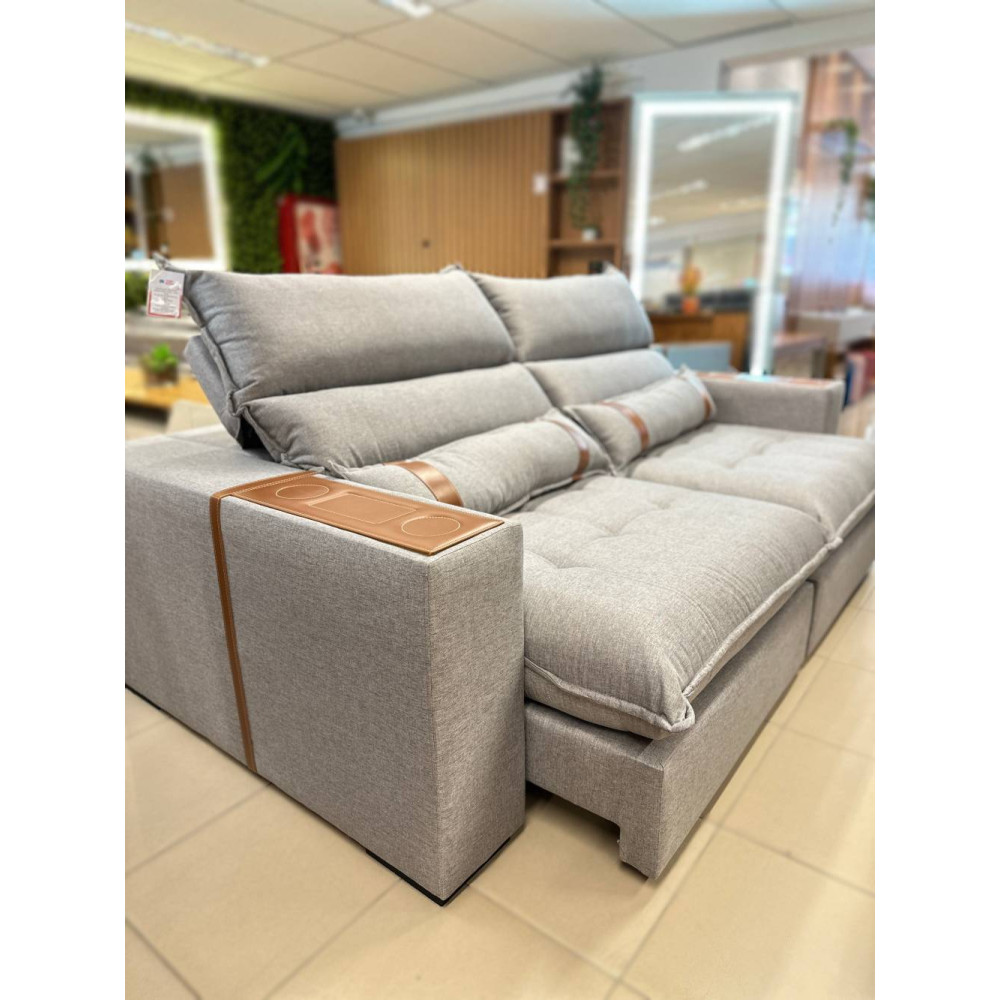 Sofá Retrátil e Reclinável Chanel confort 2,30m - Linho Cinza