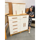 Cômoda Xangai 2 Portas 6 Gavetas - Cinamomo/Off White