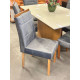 Mesa de Jantar Helo 160x90 c/ 6 Cadeira Julia - Veludo Cinza- Freijo/Off White