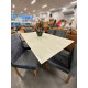 Mesa de Jantar Helo 160x90 c/ 6 Cadeira Julia - Veludo Cinza- Freijo/Off White