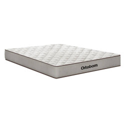 Base Baú Casal Courino - Bege + Colchão Ortobom Robust Dupla Face Casal 138x188x20