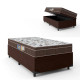Base Baú Solteiro Courino + Colchão Espuma Solteiro Orthoface Polar 88x188x25 - Marrom