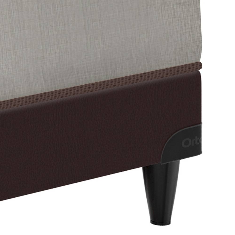 Base Box Casal 138x188x30 Courino - Ortobom - Marrom + Colchão Ortobom Robust Dupla Face Casal 138x188x20
