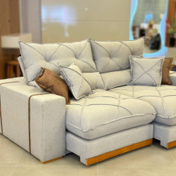 Sofá Gran Bello Retrátil Reclinável 2,30 - Linho Cinza