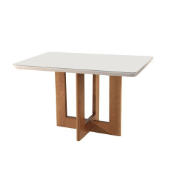 Mesa de Jantar Tália 120cm Tampo vidro - Off White Mesa de Jantar Tália 120cm Tampo vidro - Off White