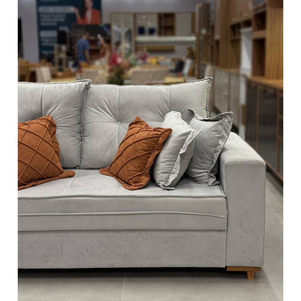 Sofá Living Jadore Confort 3 lugares Veludo - Prata 5028