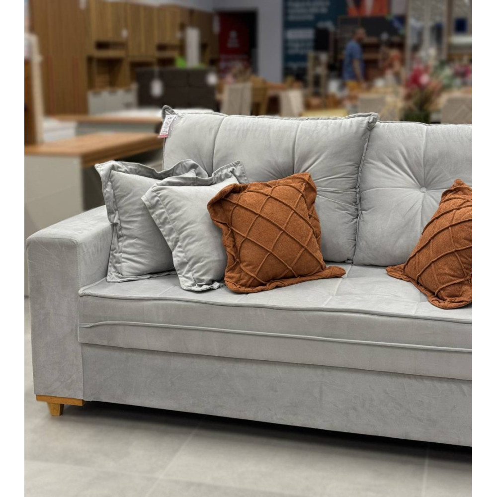 Sofá Living Jadore Confort 3 lugares Veludo - Prata 5028
