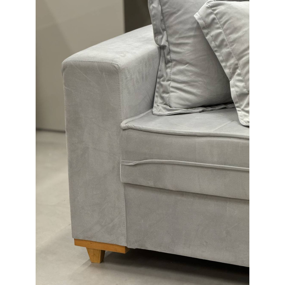 Sofá Living Jadore Confort 3 lugares Veludo - Prata 5028