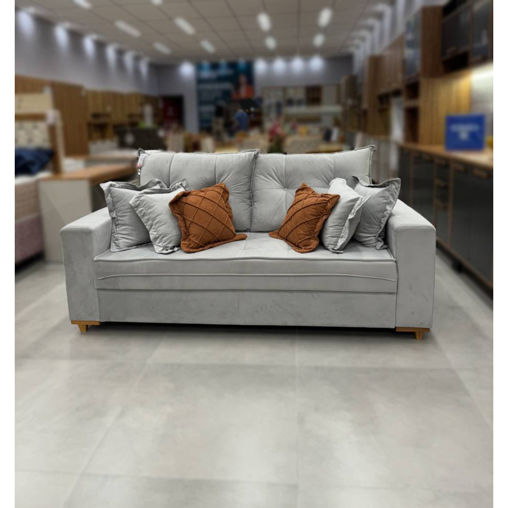 Sofá Living Jadore Confort 3 lugares Veludo - Prata 5028