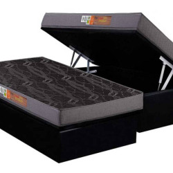 Colchão Espuma Solteiro D20 Perola Polar 88X188X12 + Base Baú Courino Solteiro - Preto Colchão Espuma Solteiro D20 Perola Polar 88X188X12 + Base Baú Courino Solteiro - Preto