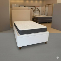 Colchão Royal Solteiro c/ Molas Ensacadas 24X188X88 Marrom + Base Baú Solteiro Courino – Branca