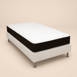 Colchão Royal Solteiro c/ Molas Ensacadas 24X188X88 Marrom + Base Solteiro (88x188x23) Courino - Branco