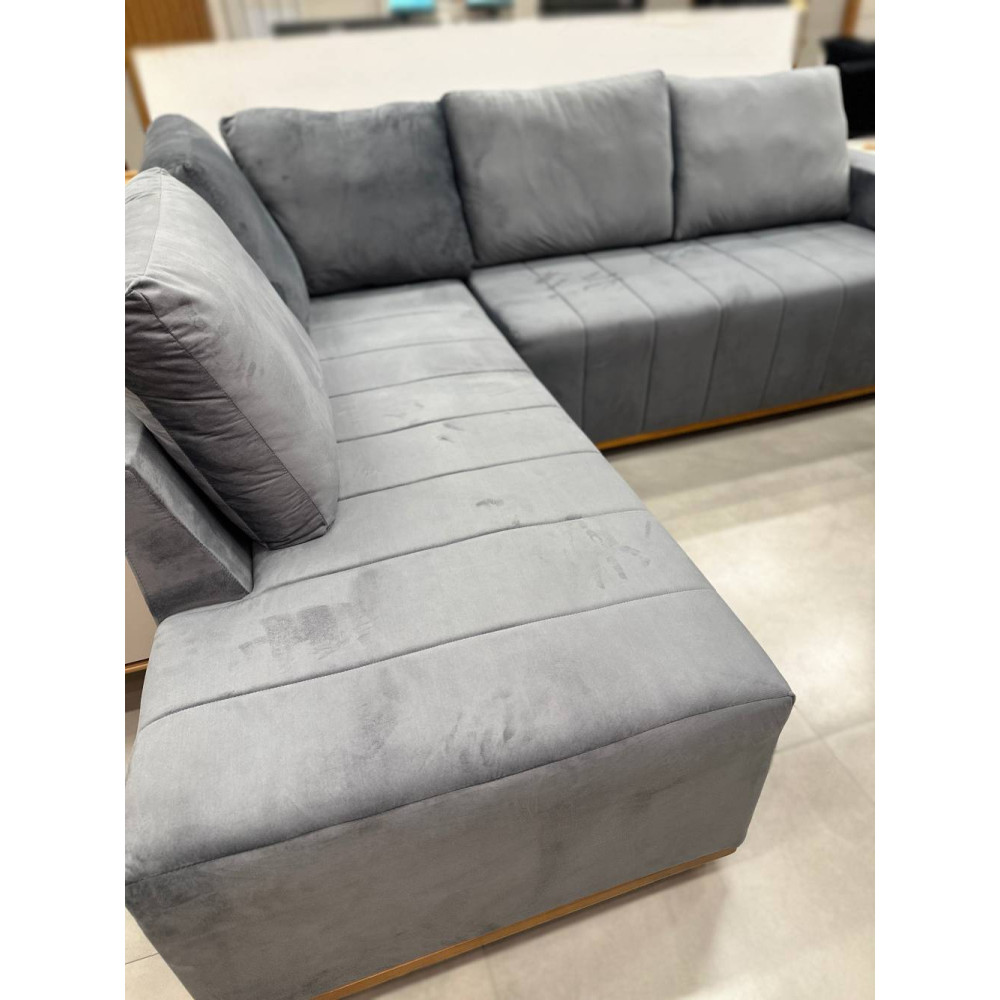 Sofá de Canto Búzios - Veludo Cinza