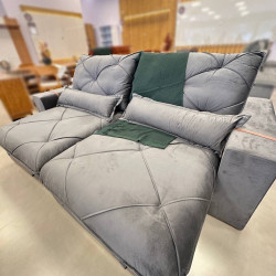 Sofá Pacco Rabanne Retrátil e Reclinável 2,50cm - Veludo Cinza